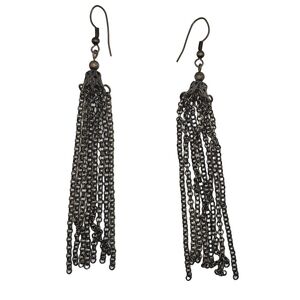 Dark Metal Chain Tassel Earrings